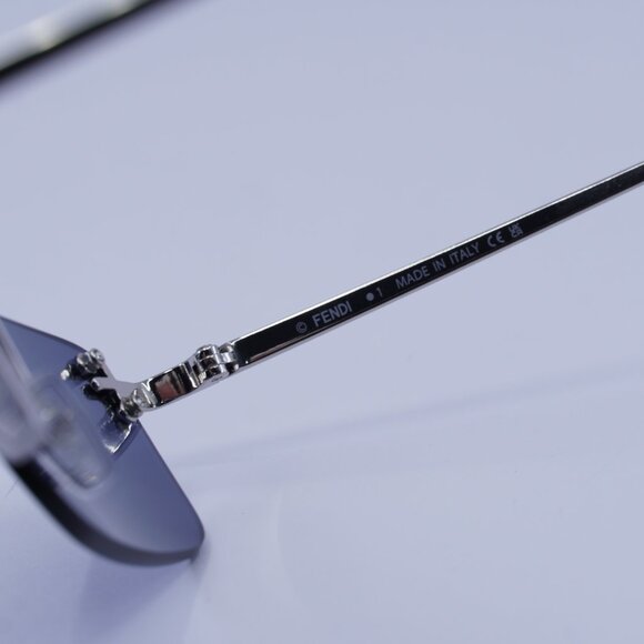 Fendi FE4172US 16X Sunglasses Shiny Palladium Rectangle Frame, Blue Lenses - Picture 7 of 10